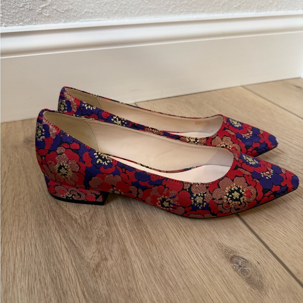 Cole Haan Red and Blue Floral Flats